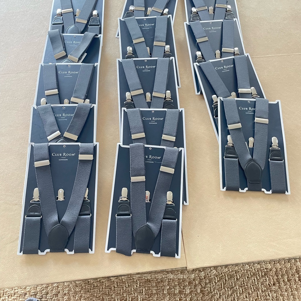 Club Room Grey Suspenders. All New With Tags. Total Of 14